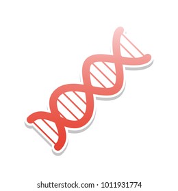 The DNA sign. Vector. Reddish icon with white and gray shadow on white background. Isolated.