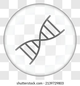 DNA simple icon. Flat design. Glass button on transparent grid.ai