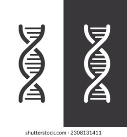 Icono simple de ADN. Investigación o prueba. El médico examina el ADN humano. La ciencia genética y explorar el cromosoma genético. Ilustración vectorial aislada.