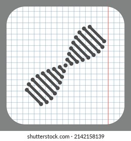 DNA simple icon vector. Flat desing. On graph paper. Grey background.ai