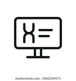 DNA software isolated icon, display with genetic data vector symbol with editable stroke