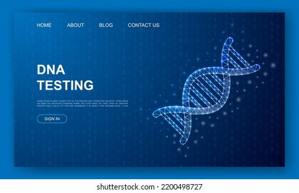 DNA spiralförmige 3D-Website-Vorlage. Science Design Illustration Konzept. Low-Poly-Genetic-Helix-Symbol für Homepage, Werbebanner-Design.