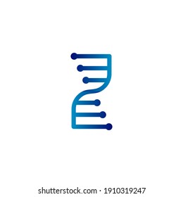 DNA Spiral Abstract Vector Sign, Symbol or Logo Template. Modern Technology, Medicine or Biotechnology Emblem. Isolated. usable to medical