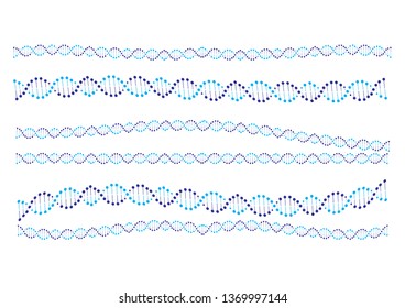  DNA spiral. Adn helix structure, genomic model and human genetics code. Genome alteration, chemistry adn gen research. Vector isolated illustration set