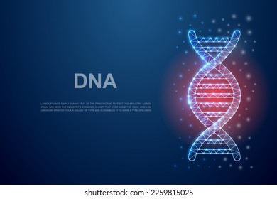 Espiral de ADN con segmentos dañados. Símbolo de baja polilla de espiral de ADN roto. Concepto de ilustración de diseño biotecnológico. Ilustración de helix genética poligonal