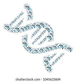 DNA Spiral figure created in the figure of DNA spiral elements. Vector iconized composition composed with simple elements.