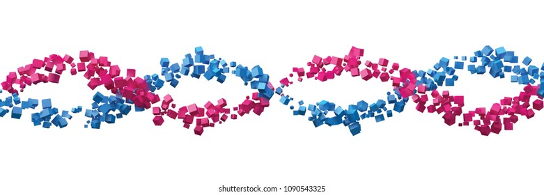 dna spiral formed by random cubes