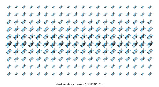DNA spiral icon halftone pattern, constructed for backgrounds, covers, templates and abstraction compositions. Vector DNA spiral shapes arranged into halftone array.
