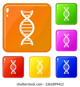DNA spiral icons set collection vector 6 color isolated on white background