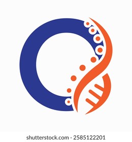 DNA Spiral Logo On Letter O For Healthcare Sign Vector Template 