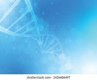 DNA spiral molecule. Abstract polygonal wireframe DNA molecule helix spiral. Medical science, genetic biotechnology, chemistry biology, gene cell concept vector design.