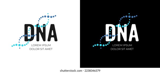 DNA spiral molecule logo design. Medicine gene helix structure logotype vector eps concept. Genetic molecular business brand identity creative template