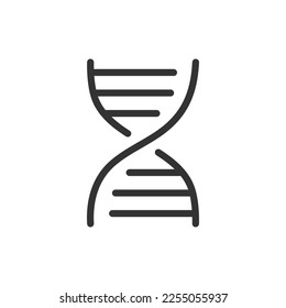 DNA spiral molecule outline vector icon isolated on white background. Deoxyribonucleic acid stock illustration