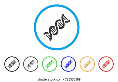 DNA Spiral rounded icon. Style is a flat dna spiral grey symbol inside light blue circle with black, gray, green, blue, red, orange versions. Vector designed for web and software interfaces.