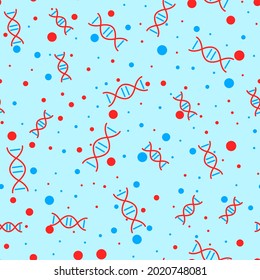 DNA spiral seamless pattern. Genetics concept. Background with science signs. Vector illustration science texture.