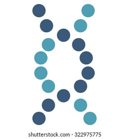 Dna Spiral vector icon. Style is bicolor flat symbol, cyan and blue colors, rounded angles, white background.