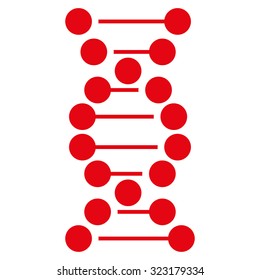 Dna Spiral vector icon. Style is flat symbol, red color, rounded angles, white background.