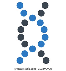 Dna Spiral vector icon. Style is bicolor flat symbol, smooth blue colors, rounded angles, white background.