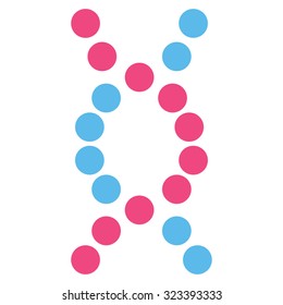 Dna Spiral vector icon. Style is bicolor flat symbol, pink and blue colors, rounded angles, white background.