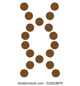 Dna Spiral vector icon. Style is flat symbol, brown color, rounded angles, white background.
