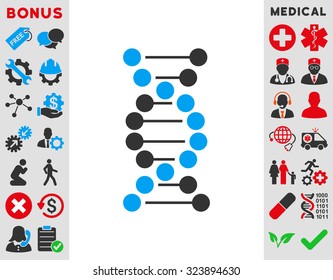 Dna Spiral vector icon. Style is bicolor flat symbol, blue and gray colors, rounded angles, white background.