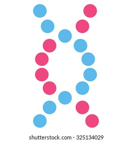 Dna Spiral vector icon. Style is bicolor flat symbol, pink and blue colors, rounded angles, white background.