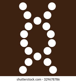Dna Spiral vector icon. Style is flat symbol, white color, rounded angles, brown background.