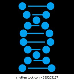 Dna Spiral vector icon. Style is flat symbol, blue color, rounded angles, black background.