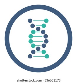 DNA Spiral vector icon. Style is bicolor flat rounded symbol, cobalt and cyan colors, rounded angles, white background.