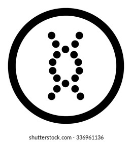 DNA Spiral vector icon. Style is flat rounded symbol, black color, rounded angles, white background.