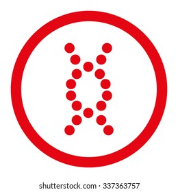 DNA Spiral vector icon. Style is flat rounded symbol, red color, rounded angles, white background.