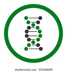 DNA Spiral vector icon. Style is bicolor flat rounded symbol, green and gray colors, rounded angles, white background.