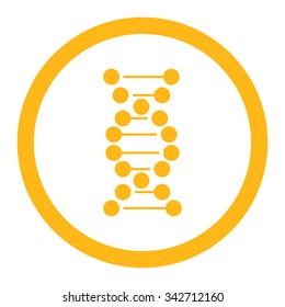DNA Spiral vector icon. Style is flat rounded symbol, yellow color, rounded angles, white background.