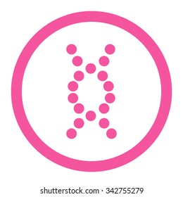 DNA Spiral vector icon. Style is flat rounded symbol, pink color, rounded angles, white background.