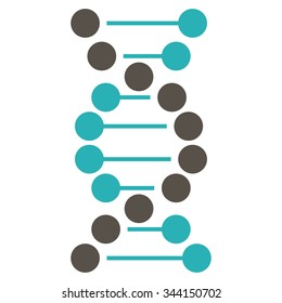 DNA Spiral vector icon. Style is bicolor flat symbol, grey and cyan colors, rounded angles, white background.