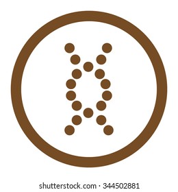 DNA Spiral vector icon. Style is flat rounded symbol, brown color, rounded angles, white background.