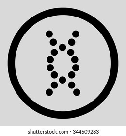 DNA Spiral vector icon. Style is flat rounded symbol, black color, rounded angles, light gray background.