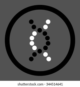 DNA Spiral vector icon. Style is bicolor flat rounded symbol, black and white colors, rounded angles, gray background.