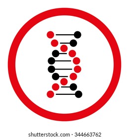 DNA Spiral vector icon. Style is bicolor flat rounded symbol, intensive red and black colors, rounded angles, white background.