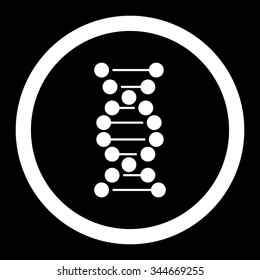 DNA Spiral vector icon. Style is flat rounded symbol, white color, rounded angles, black background.