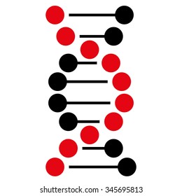 DNA Spiral vector icon. Style is bicolor flat symbol, intensive red and black colors, rounded angles, white background.