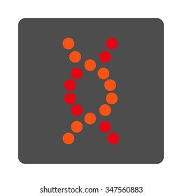 DNA Spiral vector icon. Style is flat rounded square silver button with red symbol, white background.
