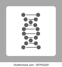 Dna Spiral vector icon. Style is flat rounded square button, dark gray and white colors, silver background.