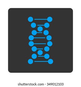 Dna Spiral vector icon. Style is flat rounded square button, blue and gray colors, white background.