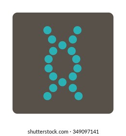 Dna Spiral vector icon. Style is flat rounded square button, cyan and grey colors, white background.