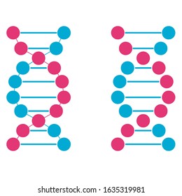 DNA Spiral vector icon. two styles, two-tone flat symbol, pink and blue colors, white background. Vector EPS 10