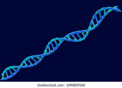 DNA spiral. Vector illustration. Pointillism style.