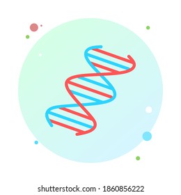 DNA spirals in circle icon. Deoxyribonucleic, nucleic acid helix in round circle icon. Spiraling strands. Chromosome. Molecular biology. Genetic code. Genome. Genetics. Isolated vector illustration.