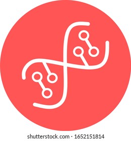 Icono y logo de las espirales de ADN. Helix de ácido nucleico desoxirribonucleico. Filas en espiral. Cromosoma. Biología molecular. Código genético. Genoma. Genética. Ilustraciones vectoriales aisladas