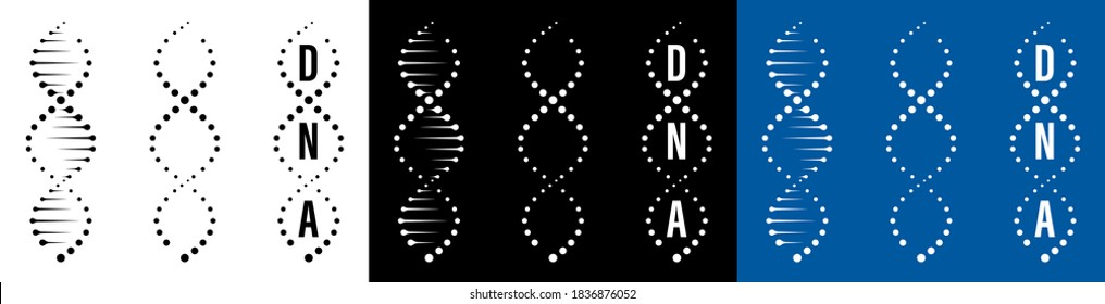 Dna spirals set. Scientific research of DNA. Advanced treatment technologies. Vector
